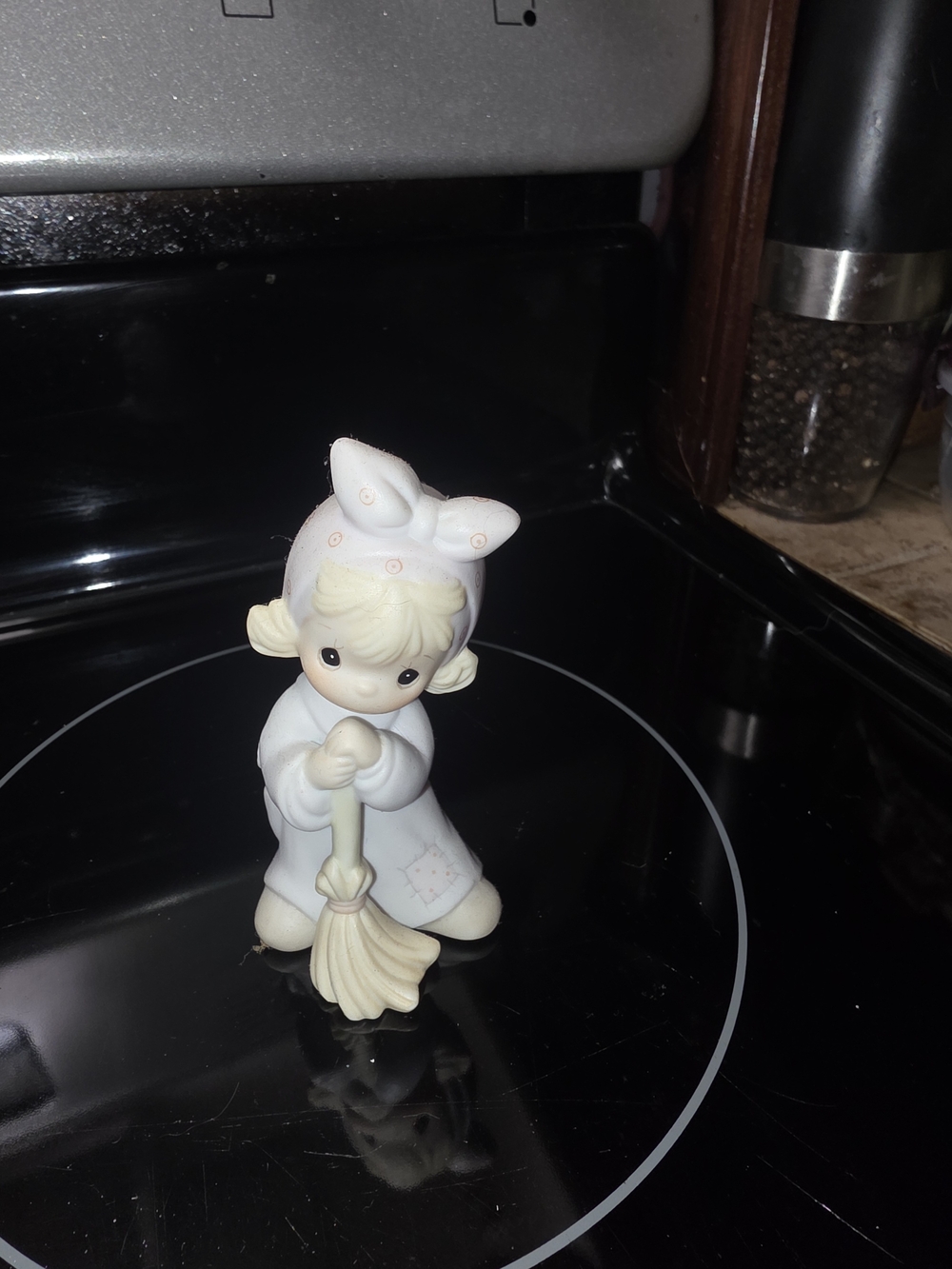 Enesco White Ceramic Girl Figurine Cake Topper with Cream Accents